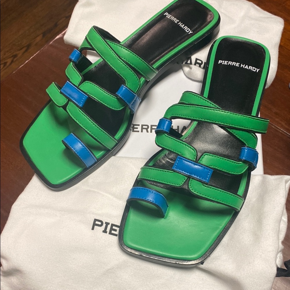Pierre Hardy Kaliste sandals. NEW. Blue/Green. Size 38